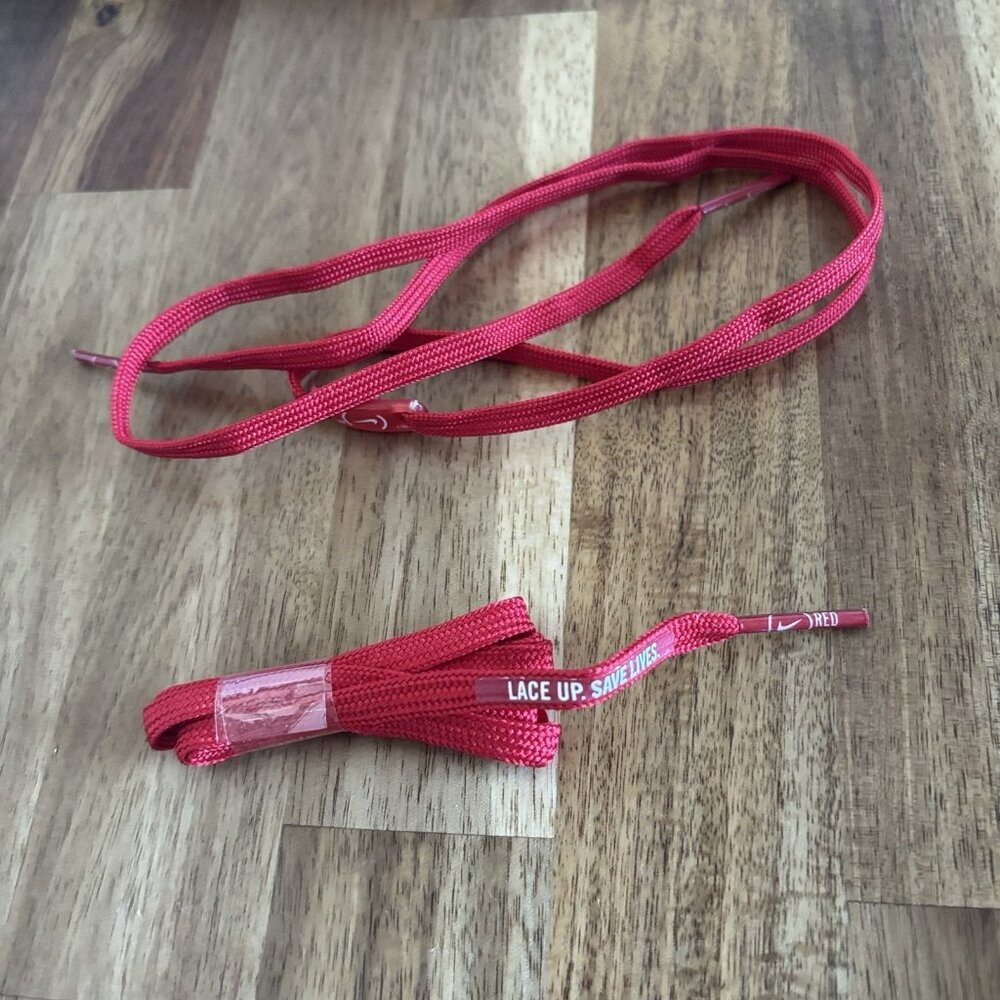 NIKE Lace Up 2 Save Lives Red Shoe Laces 35” Fight AIDS Africa‎ NEW NO BOX AS IS